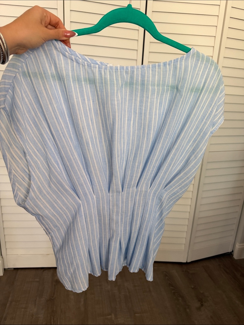 SHEIN Light Blue and White Striped Tunic Top
